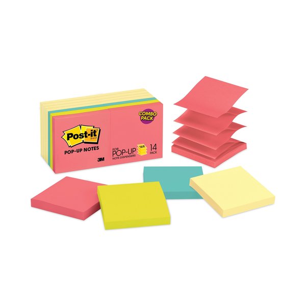 Post-It Pad, Popup, 3"x3", Neon, PK14 R330-14YWM